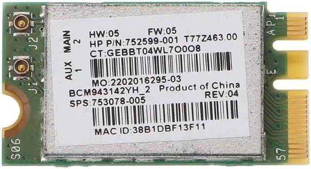 Main image of New BCM943142Y 802.11b/g/n Bluetooth 4.0 WLAN 150Mbps NGFF Wireless Wifi Card