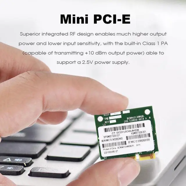 Alt view image 3 of 8 - Bluetooth 4.0 Mini PCI-E 802.11a/b/g/n WIFI Wireles Card For HP BCM94313HMGB