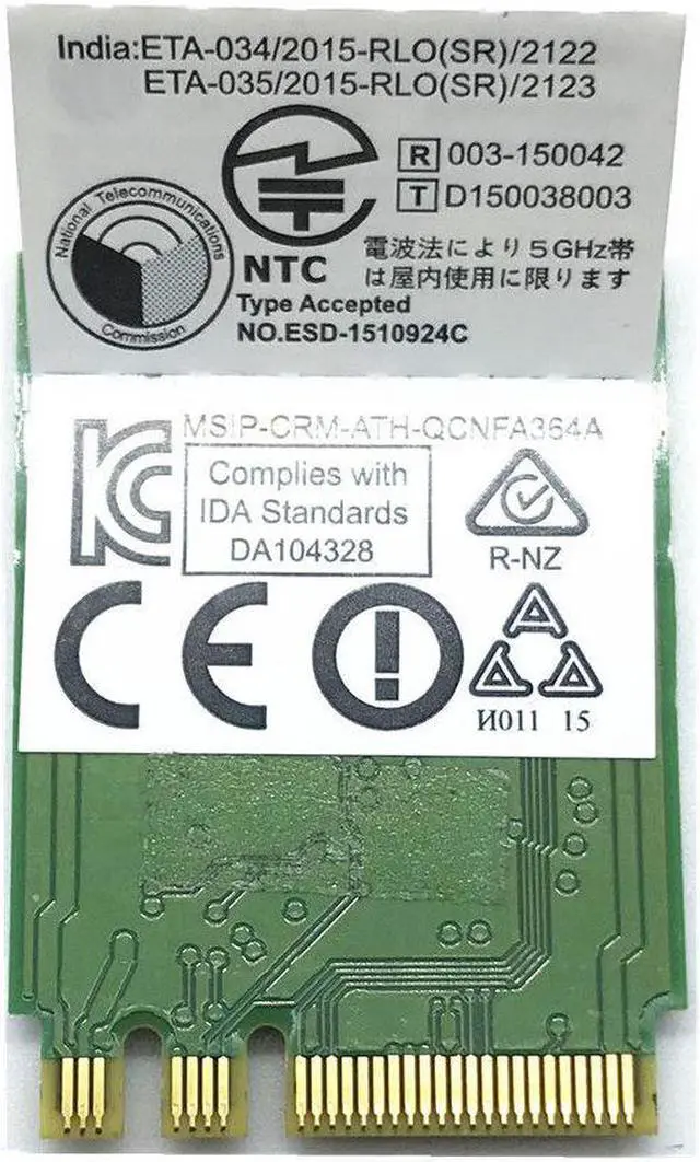 Alt view image 4 of 5 - Atheros QCNFA364A Wireless 802.11ac 867Mbps Bluetooth 4.1 WIFI NGFF/M.2 Card