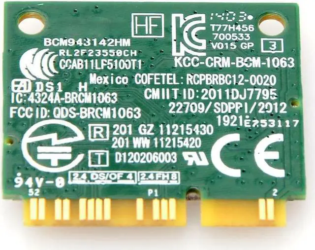 Alt view image 3 of 5 - BCM943142HM Wireless 802.11n 300M Bluetooth 4.0 Half PCI-E WIFI Network Card