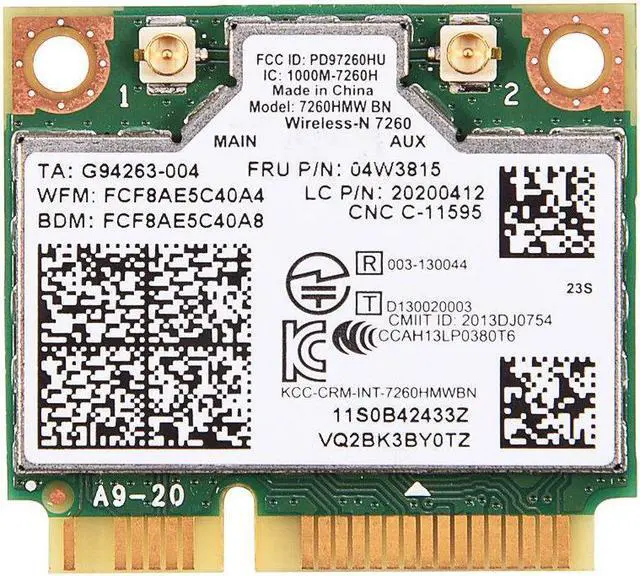 Alt view image 2 of 7 - For intel Wireless 7260 BN Bluetooth Mini PCIe WiFi Card for Lenovo Y510P Y410P