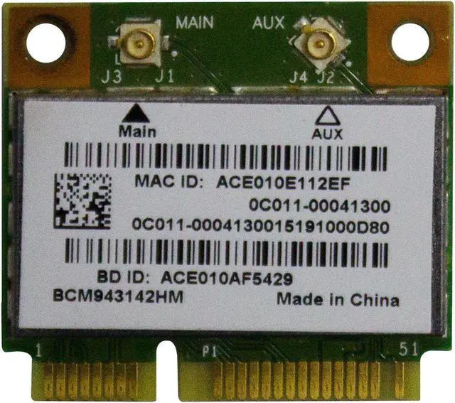 Alt view image 2 of 7 - Universal Wireless BCM943142HM 802.11n 300M Bluetooth Half Mini PCI-E WIFI Card