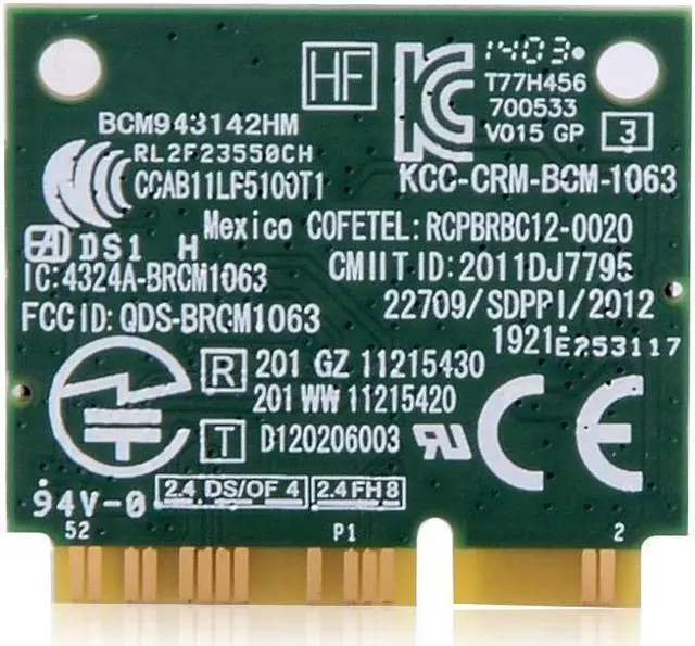 Alt view image 2 of 5 - BCM943142HM Wireless 802.11n 300M Bluetooth 4.0 Half PCI-E WIFI Network Card