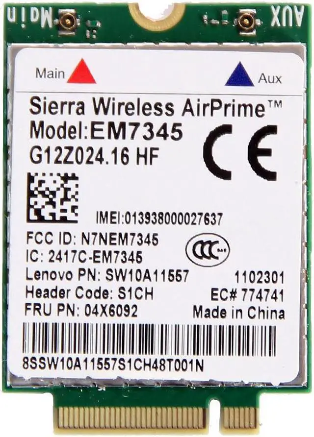 Alt view image 2 of 7 - Thinkpad GOBI5000 EM7345 LTE 04X6092 T440 X240 WWAN HSPA+ 42Mbps 4G Module NGFF