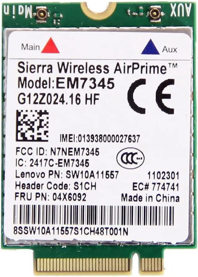 Main image of Thinkpad GOBI5000 EM7345 LTE 04X6092 T440 X240 WWAN HSPA+ 42Mbps 4G Module NGFF