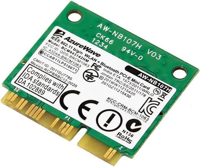 Alt view image 6 of 7 - AzureWave AW-NB107H BCM943142HM Half Mini PCIE Wlan WIFI Card BT4.0 802.11 b/g/n
