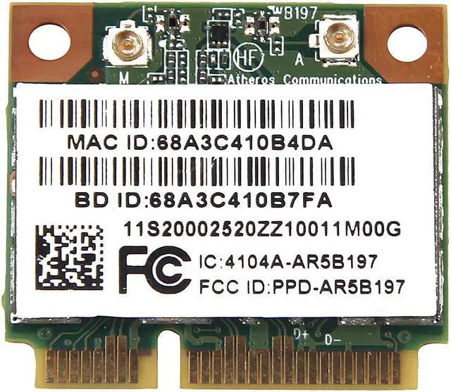 Main image of Atheros AR5B197 802.11 b/g/n Bluetooth 3.0 WiFi PCI-E Wireless Card For IBM 470