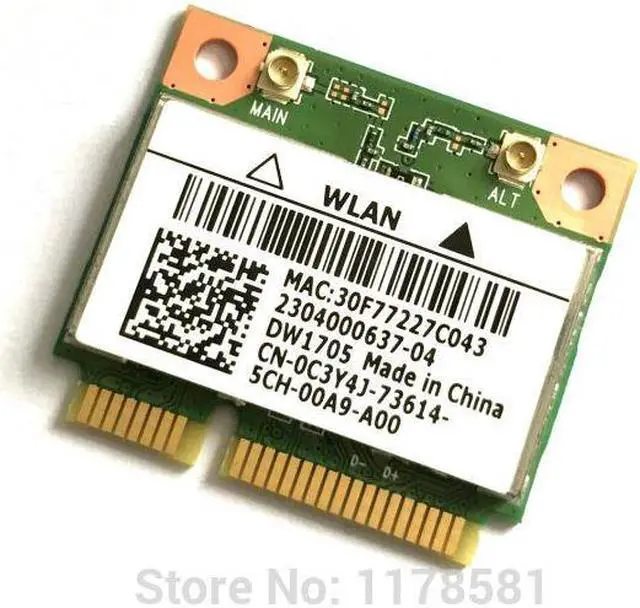 Alt view image 2 of 3 - Atheros DW1705 Wireless 802.11N+Bluetooth 4.0 150Mbps Wifi Half Mini PCI-E Wlan card QCWB335 C3Y4J