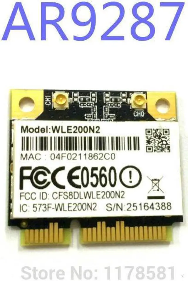 Main image of High power Compex WLE200N2 / 802.11 n/b/g 2x2 MIMO / Half-Size PCI-Express MiniCard (Qualcomm Atheros AR9287)  16dBm