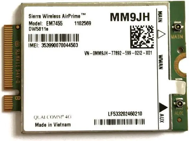 Alt view image 2 of 3 - EM7455 DW5811e LTE-FDD LTE-TDD 4G Module 4G Card Cat6 For Dell Laptop PN MM9JH