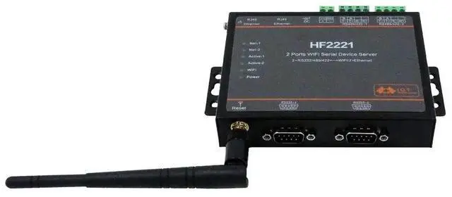 Alt view image 3 of 4 - Industrial Modbus 2Ports Serial Server RS232/RS485/RS422 to WiFi Ethernet Device Converter Connector Unit