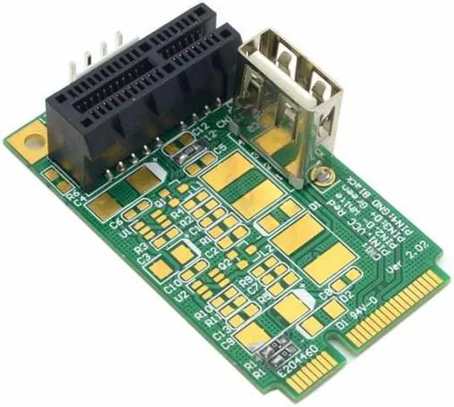 Main image of Mini PCI-E to PCI-E x1 pci Express 1X Extension Cord mini pcie to pcie Adapter Card with USB 2.0 Riser Card