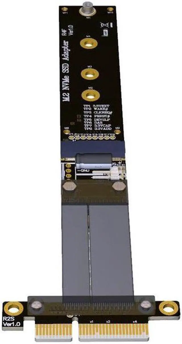 Alt view image 4 of 7 - Riser PCIe 4x Extension Cable M2 M.2 NVMe SSD to PCIe x4 adapter cards Riser CARD support PCI-E 3.0 x4 Full Speed  R24SF 10CM