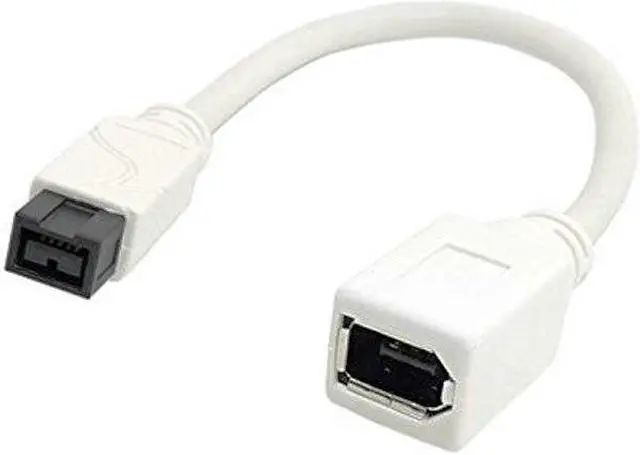 Main image of The  White IEEE 1394 6PIN Female to 1394b 9PIN male Firewire 400 TO 800 Cable 10cm