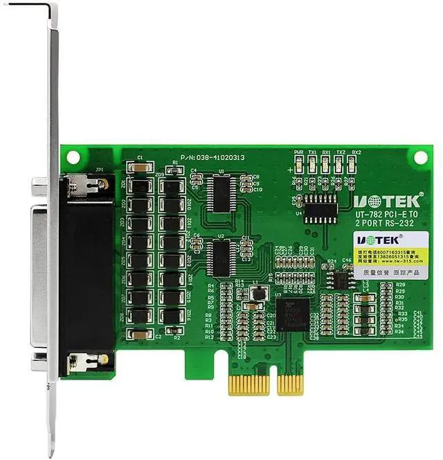 Alt view image 3 of 4 - UT-782 2-Port Industrial RS-232 PCI-E Multi-Serial Port Card 600W lightning surge 15KV ESD protection each line