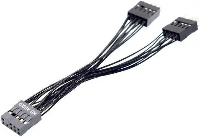 Alt view image 2 of 3 - Motherboard 9Pin HD Audio 1 to 2 Port Multiplier Y Splitter Male to Female Extension Cable