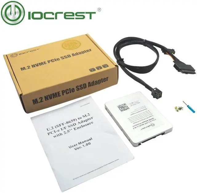 Alt view image 6 of 6 - IOCREST U.2 (SFF-8639) To M.2 NVMe PCI-e I/F SSD Adapter HDD with enclosure