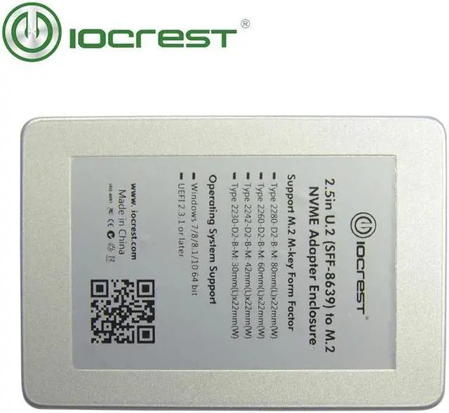Alt view image 3 of 6 - IOCREST U.2 (SFF-8639) To M.2 NVMe PCI-e I/F SSD Adapter HDD with enclosure