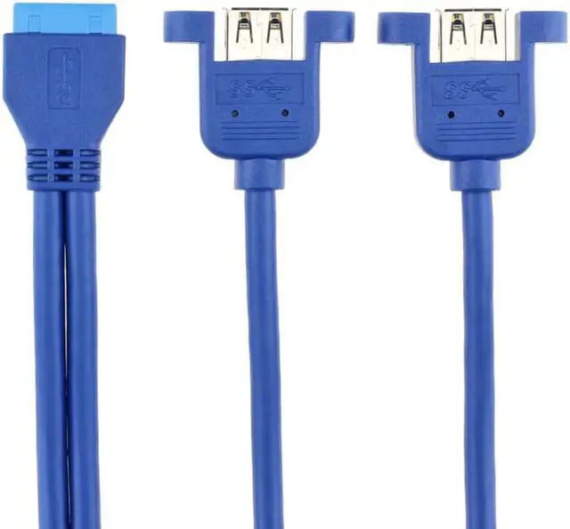 Alt view image 3 of 4 - 0.5m 19pin female header to Dual USB 3.0 A Female port Cable Motherboard  20P USB to 2 USB3.0 Splitter Cable with Screws holes