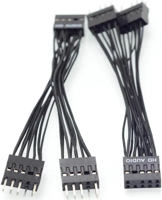 Alt view image 3 of 5 - Motherboard 9Pin HD Audio 1 to 2 Port Multiplier Y Splitter Extension Cable Desktop internal Male to Female cable 10cm