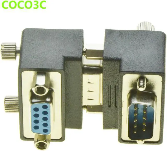 Alt view image 3 of 4 - Right Angle DB9 Adapter 9PIN RS232 Male to Female Extension Cable with screws pannel 90 Degree Connector