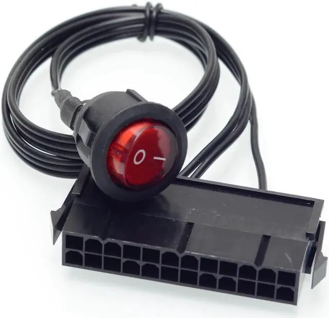 Alt view image 4 of 4 - ATX/EPS 24pin Power supply  Jump Start cable with ON / OFF button switch Mining Power adapter reset switch lines