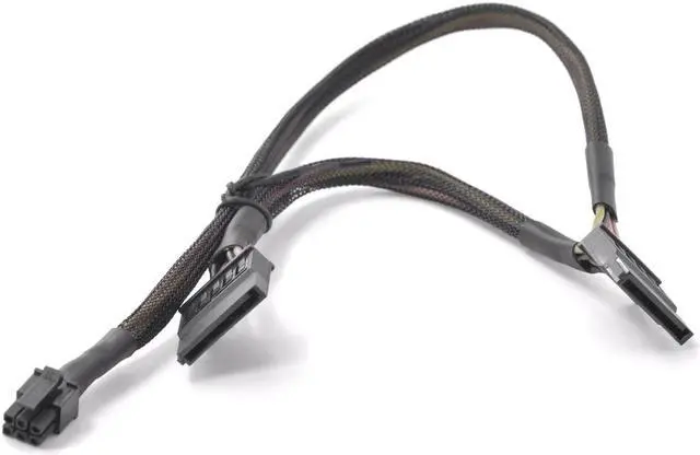Alt view image 2 of 5 - PCIe 6Pin Male 1 to 2 SATA 15Pin Female Power Supply Cable Port Multiplier GPU 6 pin Power Port to Dual SATA for Dell vostro