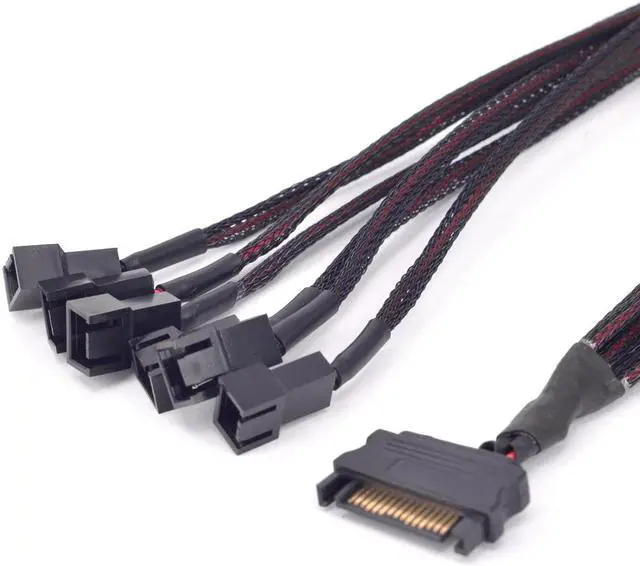 Alt view image 3 of 4 - 15Pin SATA 1 to 6 Port 3Pin Fan Power supply Cable For PCI express Graphics Card PC 6 ways 3P Cooling PWM Y splitter Converter