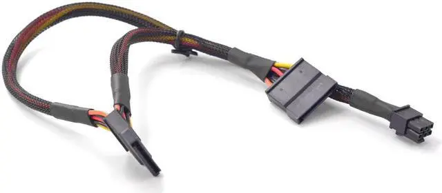 Alt view image 5 of 5 - PCIe 6Pin Male 1 to 2 SATA 15Pin Female Power Supply Cable Port Multiplier GPU 6 pin Power Port to Dual SATA for Dell vostro