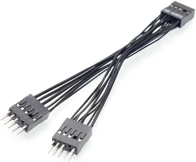 Main image of Motherboard 9Pin HD Audio 1 to 2 Port Multiplier Y Splitter Extension Cable Desktop internal Male to Female cable 10cm