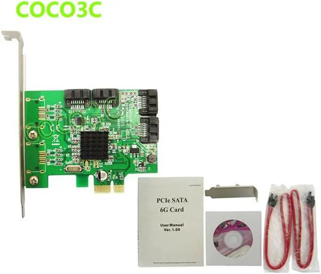 Alt view image 6 of 6 - Marvell 88SE9215 Chipset 4 Ports SATA 6G PCI Express Controller Card PCI-e to SATA III 3.0 converter PCI low profile bracket