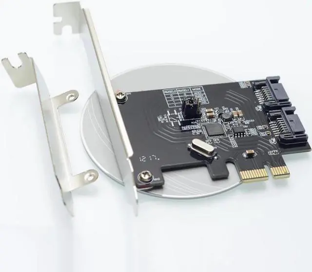 Alt view image 6 of 6 - 2 Port SATA 6Gbps PCI Express Controller Card RAID 0 RAID1 PCI-e to SATA 3.0 SSD Riser Low Profile Bracket ASM1061