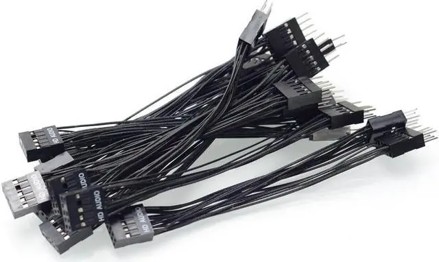 Alt view image 5 of 5 - Motherboard 9Pin HD Audio 1 to 2 Port Multiplier Y Splitter Extension Cable Desktop internal Male to Female cable 10cm