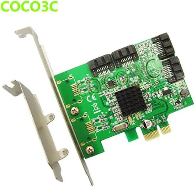 Alt view image 5 of 6 - Marvell 88SE9215 Chipset 4 Ports SATA 6G PCI Express Controller Card PCI-e to SATA III 3.0 converter PCI low profile bracket