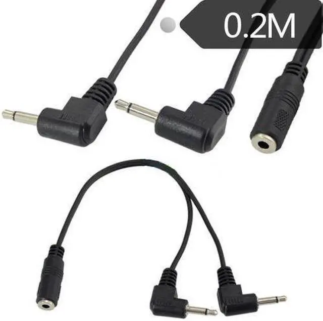 Main image of 90 Degree Angled Y Splitter Cable 0.2M 1/4" 3.5mm Female to Mono Dual 3.5mm Male