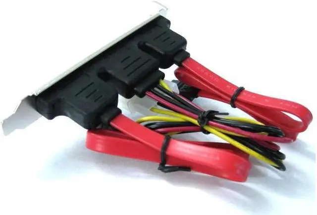 Alt view image 4 of 4 - Dual SATA to 2 Ports eSATA + 4 Pin IDE Power PCI Bracket Slot Cable 30cm 2ft External Set 3 in 1