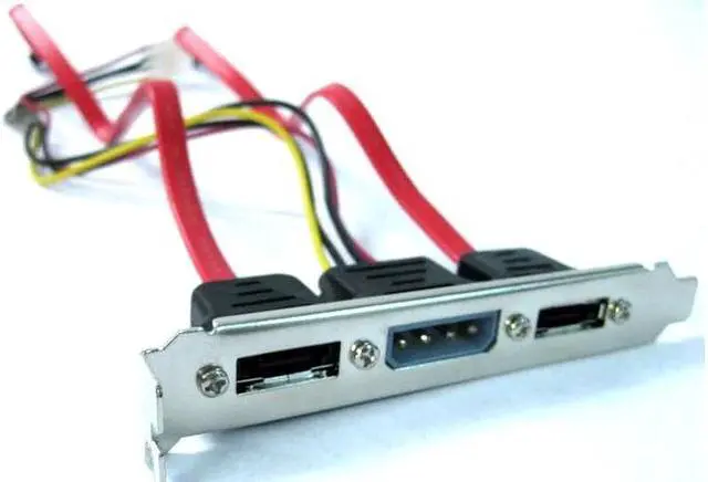 Alt view image 3 of 4 - Dual SATA to 2 Ports eSATA + 4 Pin IDE Power PCI Bracket Slot Cable 30cm 2ft External Set 3 in 1