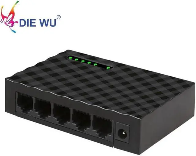 Alt view image 2 of 5 - MINI 5 port Network Switch 10/100 mbps Fast Ethernet Desktop Network Adapter Black