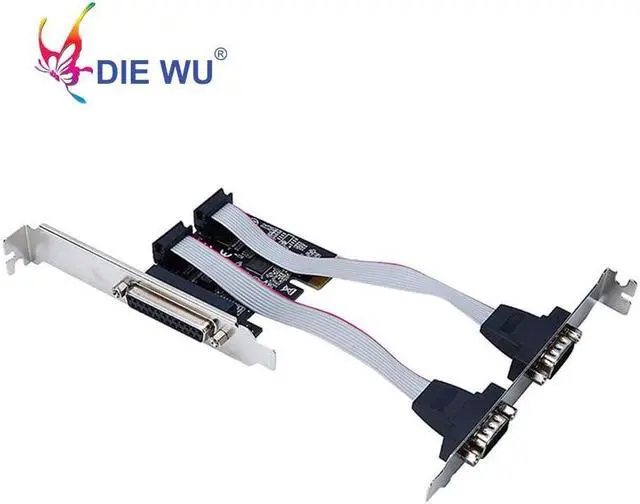 Main image of PCI-E 2 RS232 serial COM Port Riser card 1 Printer parallel port card computer Adapter Converter TXB076