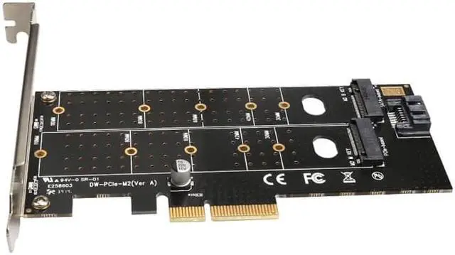 Alt view image 2 of 5 - PCIe to M.2 dual NVMe SSD NGFF Riser card PCIE X4 adapter M Key B Key dual interface Expansion card
