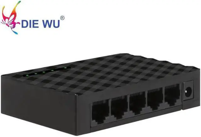 Main image of MINI 5 port Network Switch 10/100 mbps Fast Ethernet Desktop Network Adapter Black