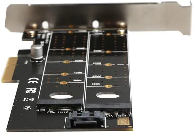 Alt view image 4 of 5 - PCIe to M.2 dual NVMe SSD NGFF Riser card PCIE X4 adapter M Key B Key dual interface Expansion card