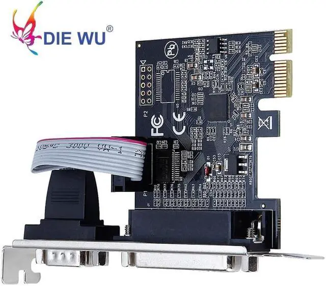Alt view image 3 of 5 - PCIe to 1 Serial 1 Parallel Riser card RS232 Serial & DB25 Printer Parallel port Expansion card with ASIX99100 chipset