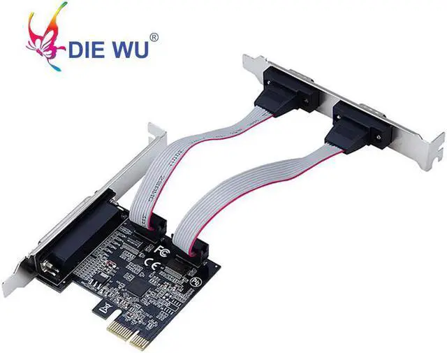 Alt view image 2 of 5 - PCI-E 2 RS232 serial COM Port Riser card 1 Printer parallel port card computer Adapter Converter TXB076