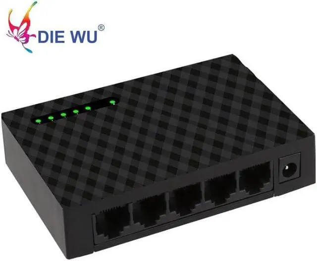 Alt view image 4 of 5 - MINI 5 port Network Switch 10/100 mbps Fast Ethernet Desktop Network Adapter Black