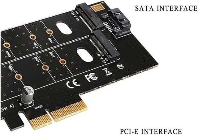 Alt view image 5 of 7 - M.2 NVMe SSD NGFF to PCIE X16 Adapter M Key B Key SATA PCI Express  NVME m2 SSD SATA Converter riser card