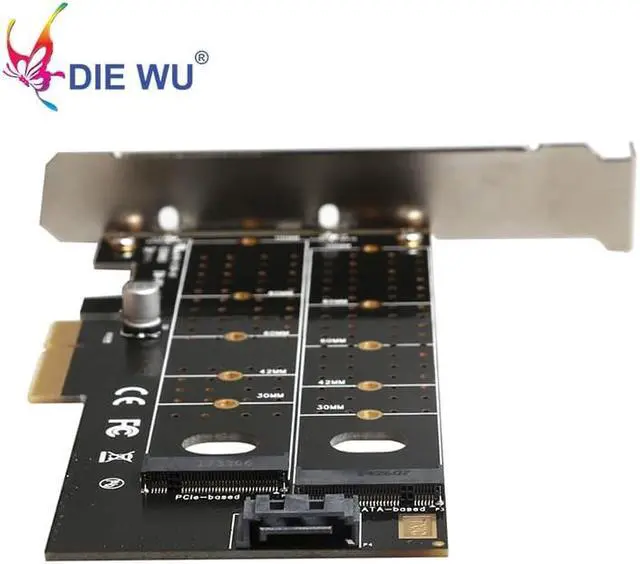 Alt view image 4 of 6 - PCIe to M.2 NVMe SSD NGFF Riser Card PCI Express to M Key B Key SATA Port Expansion Converter Adapter Expansion Card TXB044