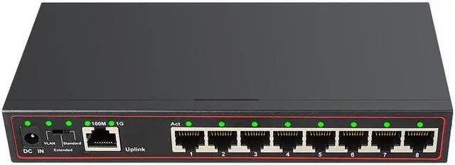 Main image of 9 Port Fast Ethernet Switch 8 ports 100M +1 ports 1G switch VLAN Support Network switch