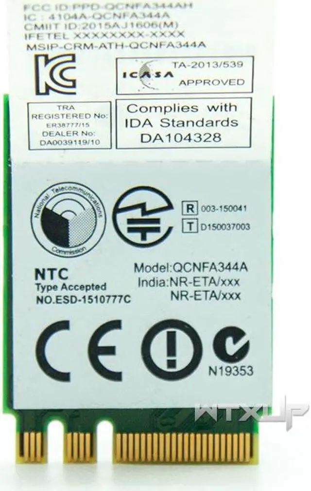 Alt view image 3 of 3 - Wireless Adapter Card for Qualcomm For Atheros Wireless AC Wi-Fi QCNFA344A NFA344A Dual Band+BT4.1 bluetooth 4.1 NGFF Card