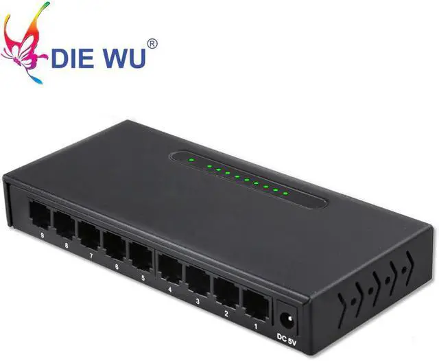 Alt view image 4 of 7 - Network switch 9 ports RJ45 10/100Mbps Fast Ethernet switch with 1m buffer Full-Duplex & Half-Duplex